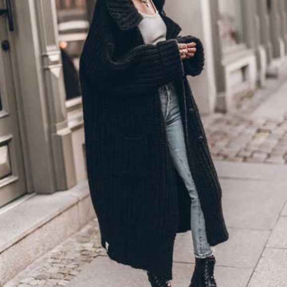 (NWT) Dramatic Collar Knitted Long Maxi Cardigan - Picture 10 of 10